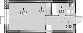 Планировка — N'ICE LOFT, Студия, 23 м²