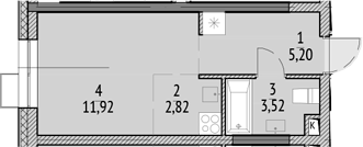 Планировка — N'ICE LOFT, Студия, 23 м²