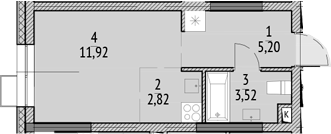 Планировка — N'ICE LOFT, Студия, 23 м²
