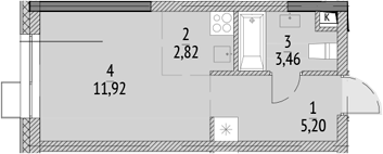 Планировка — N'ICE LOFT, Студия, 23 м²