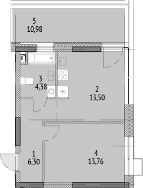 Планировка — N'ICE LOFT, 1-комн., 36 м²