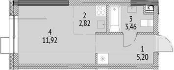 Планировка — N'ICE LOFT, Студия, 23 м²