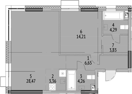 Планировка — N'ICE LOFT, 2-комн., 65 м²