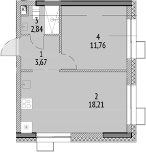 Планировка — N'ICE LOFT, 2-комн., 36 м²