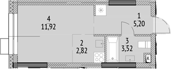 Планировка — N'ICE LOFT, Студия, 23 м²
