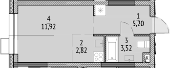Планировка — N'ICE LOFT, Студия, 23 м²
