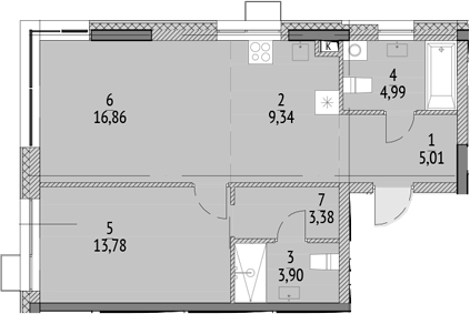 Планировка — N'ICE LOFT, 2-комн., 57 м²