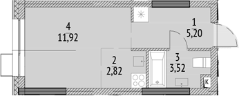 Планировка — N'ICE LOFT, Студия, 23 м²