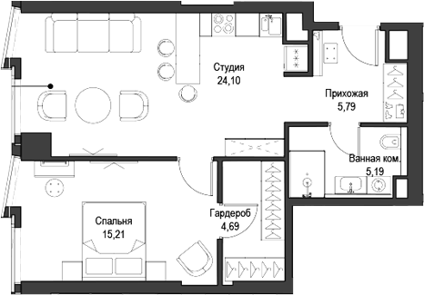 Планировка — Феймос, 2-комн., 55 м²