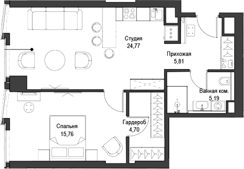 Планировка — Феймос, 2-комн., 56 м²