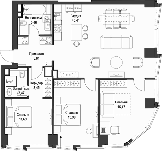 Планировка — Феймос, 4-комн., 103 м²