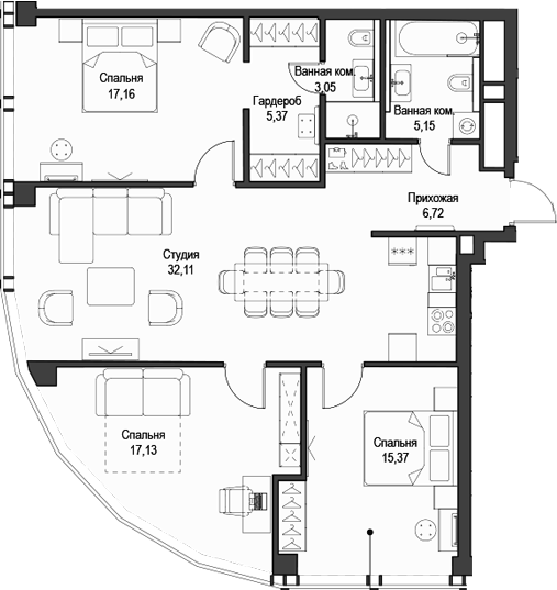 Планировка — Феймос, 4-комн., 102 м²