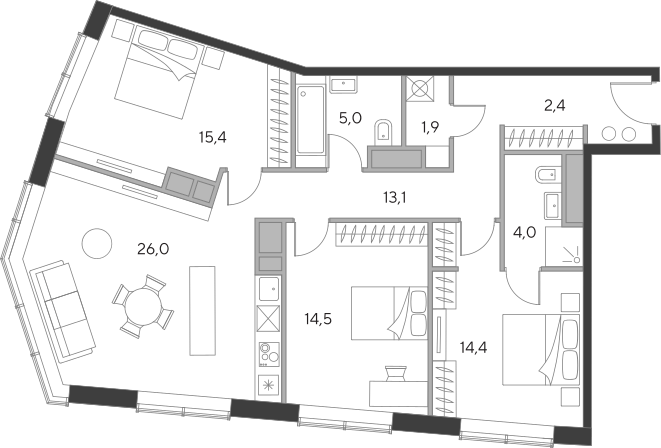 Планировка — Дом Чкалов, 4-комн., 97 м²