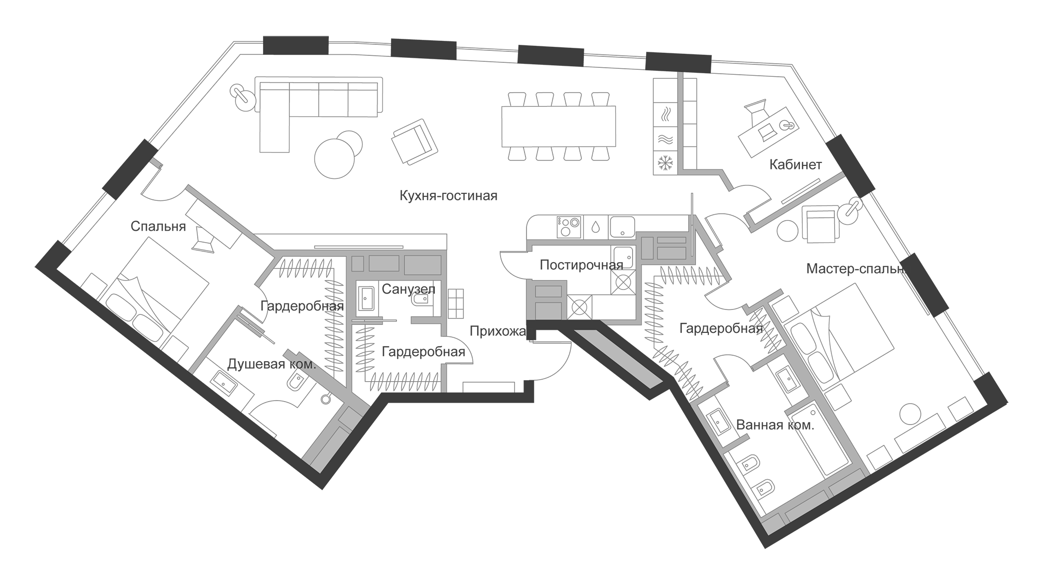 Планировка — Дом Чкалов, 1-комн., 151 м²