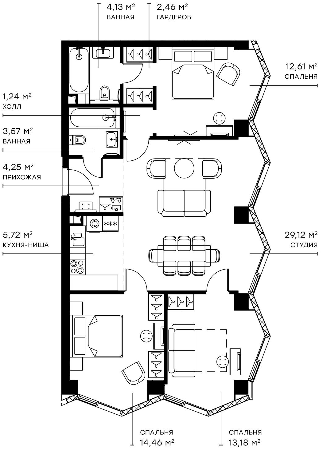 Планировка — Симфония 34, 4-комн., 91 м²
