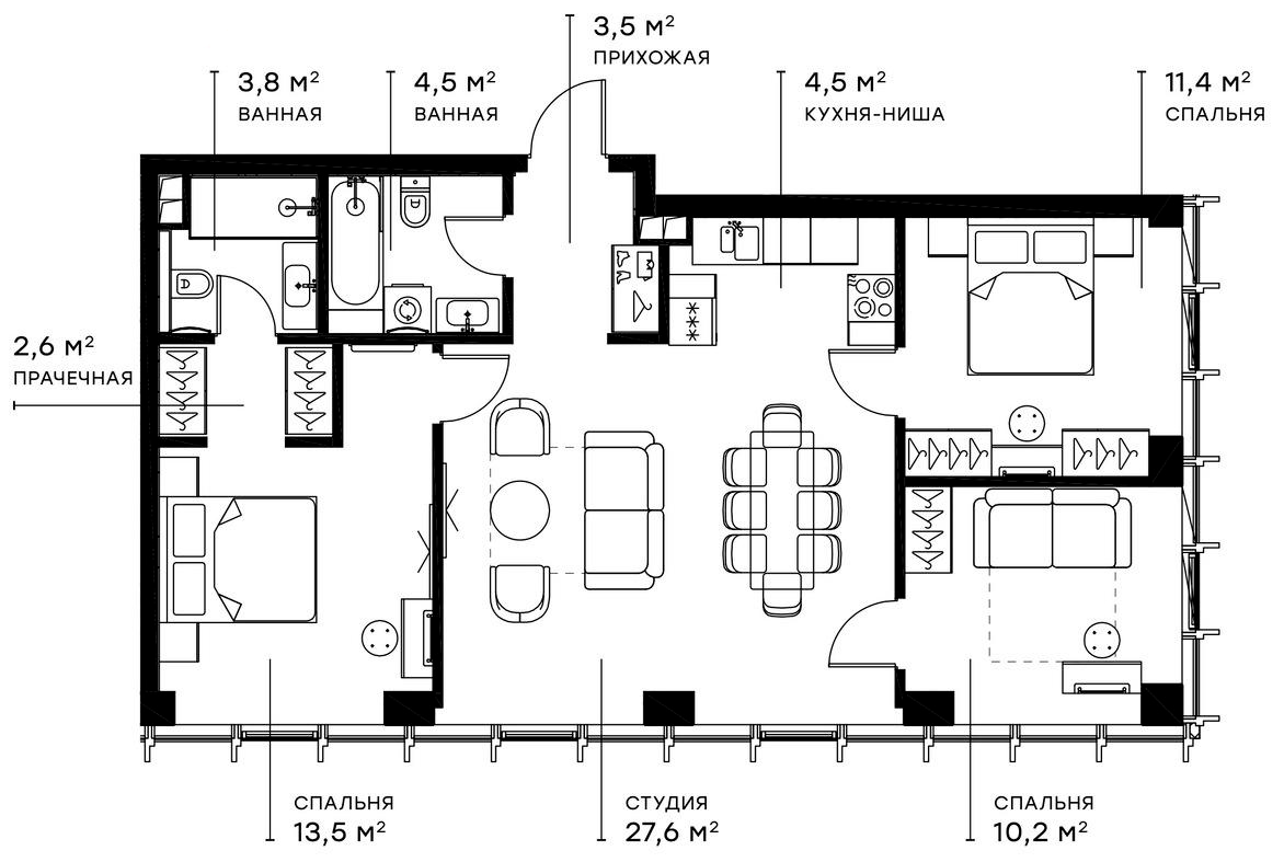 Планировка — Симфония 34, 4-комн., 82 м²