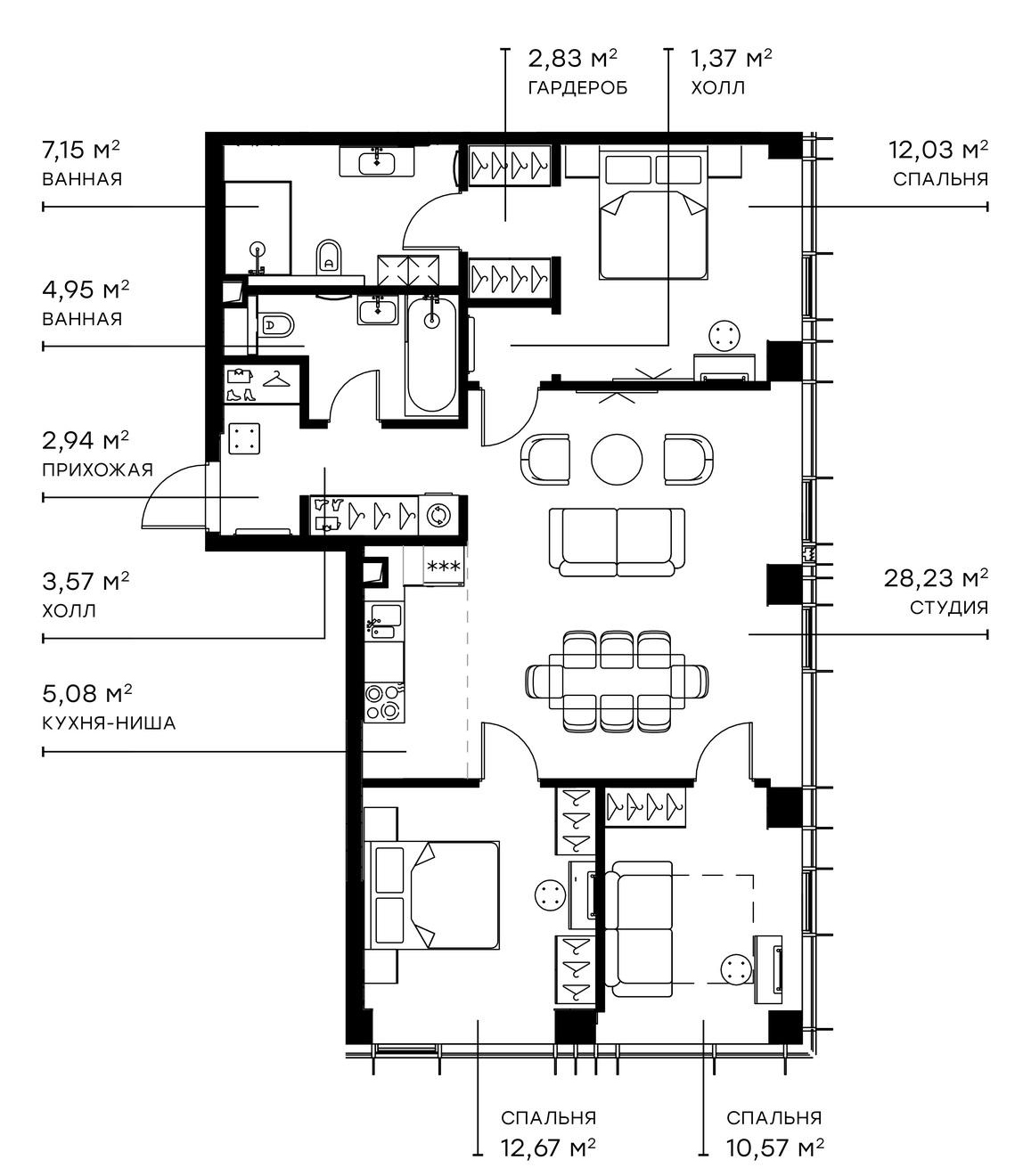 Планировка — Симфония 34, 4-комн., 92 м²