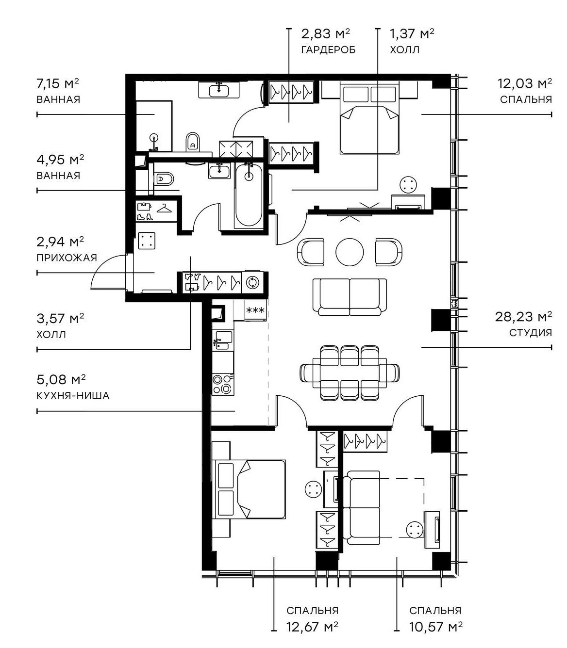 Планировка — Симфония 34, 4-комн., 91 м²