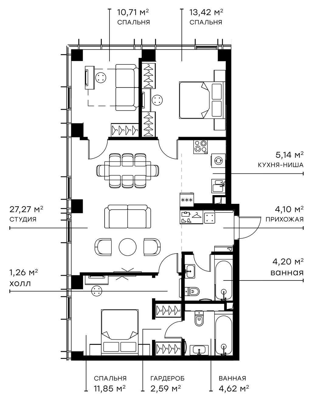 Планировка — Симфония 34, 4-комн., 86 м²