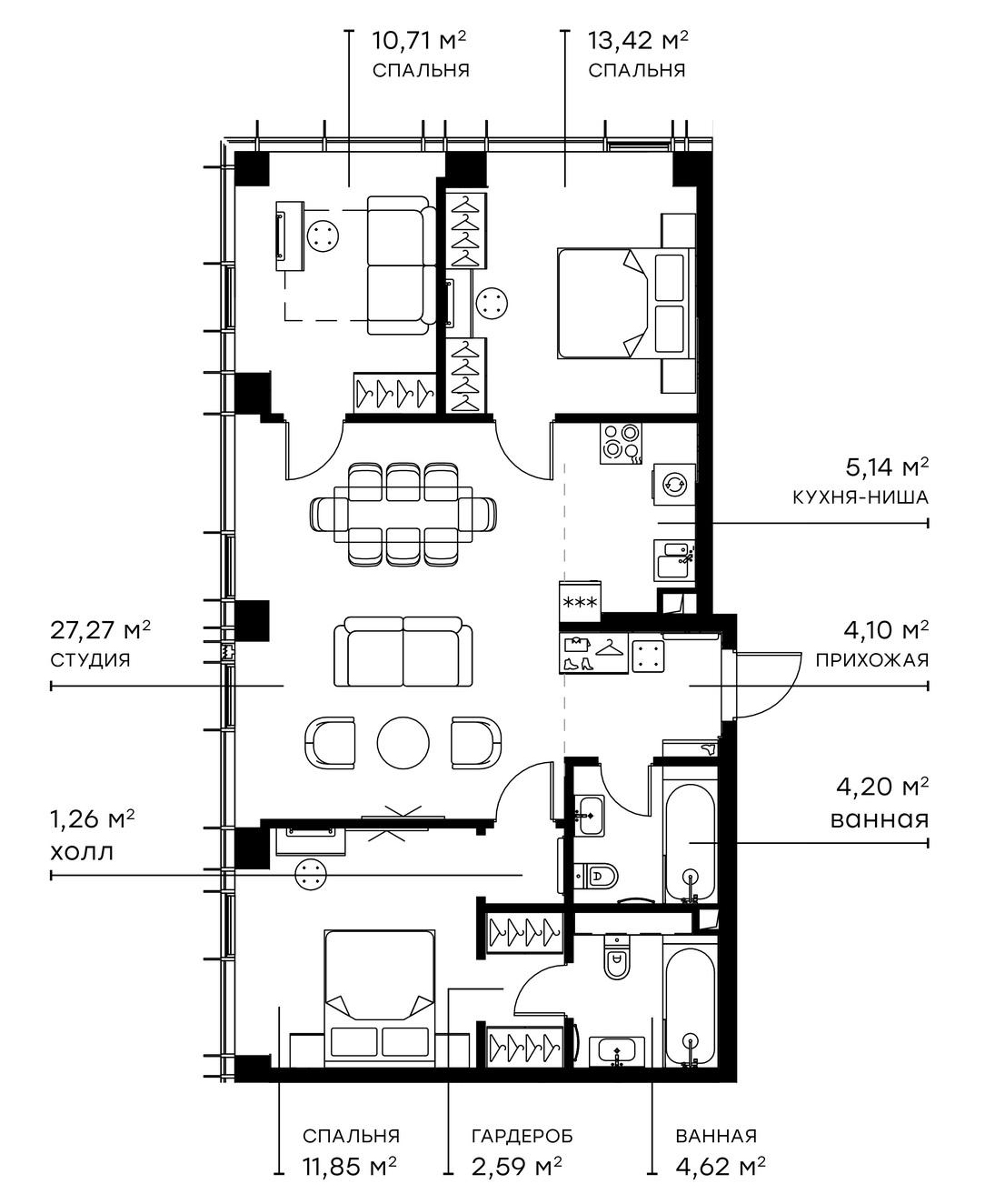 Планировка — Симфония 34, 4-комн., 86 м²
