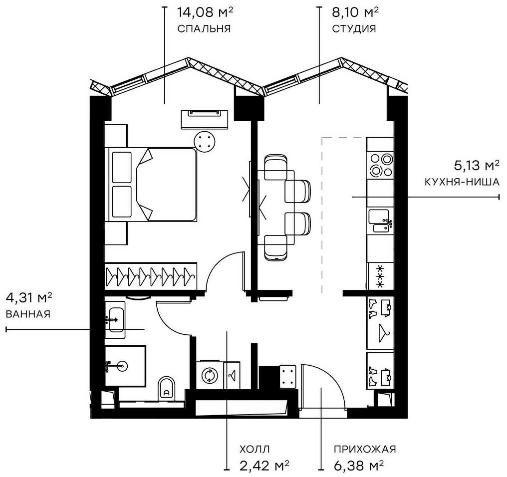Планировка — Симфония 34, 2-комн., 40 м²