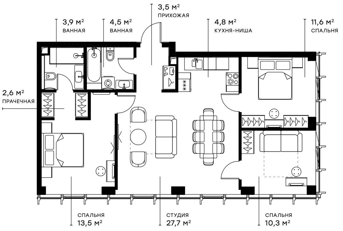 Планировка — Симфония 34, 4-комн., 82 м²
