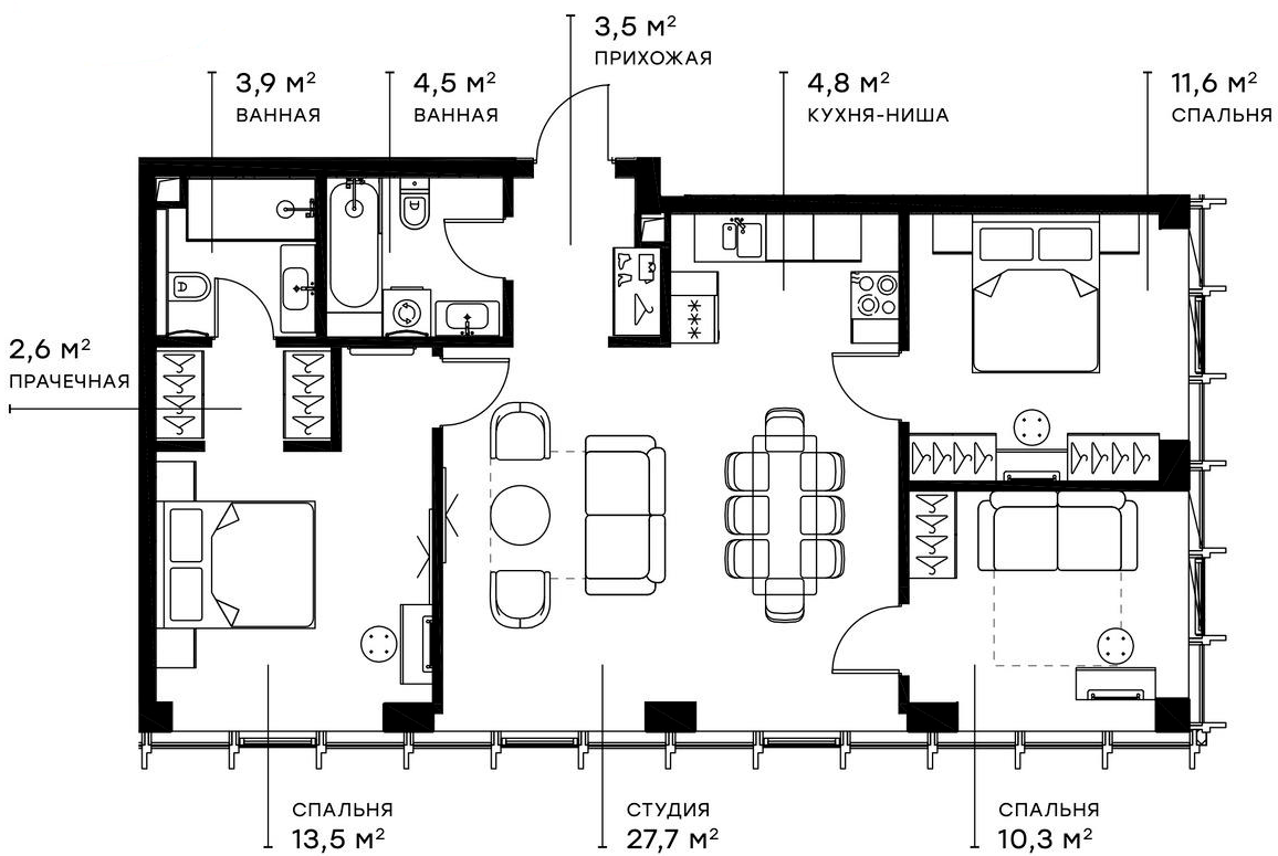 Планировка — Симфония 34, 4-комн., 82 м²
