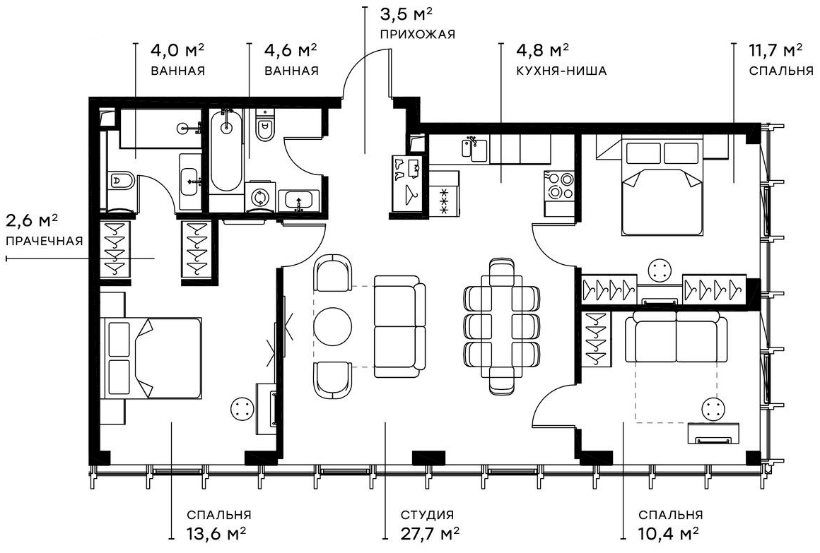 Планировка — Симфония 34, 4-комн., 83 м²