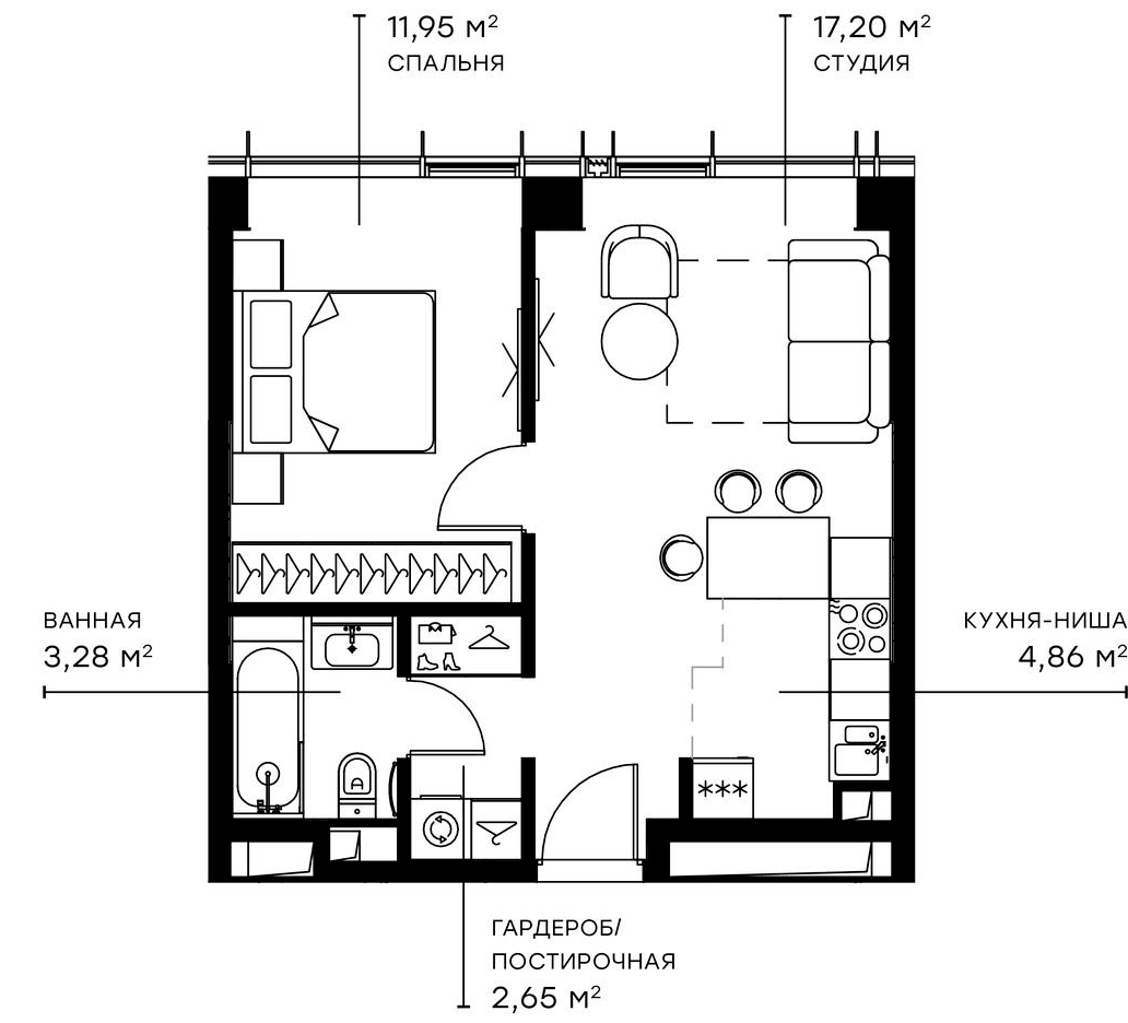 Планировка — Симфония 34, 2-комн., 40 м²