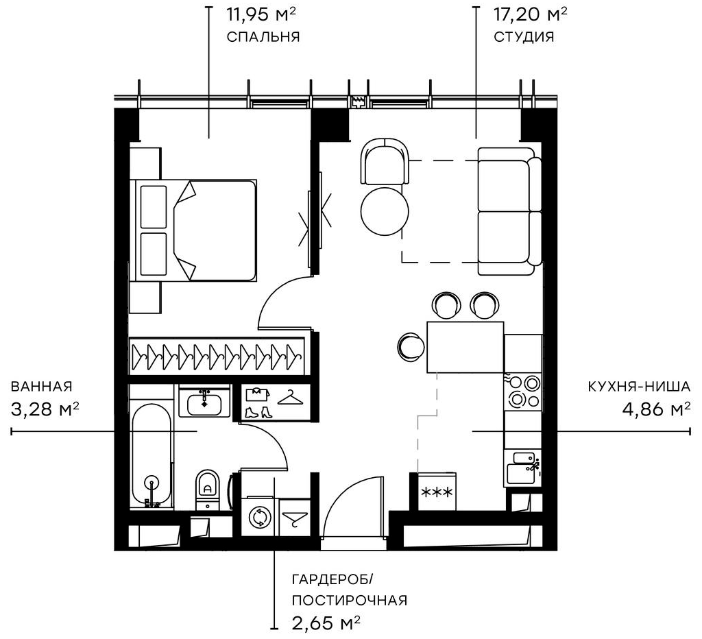 Планировка — Симфония 34, 2-комн., 40 м²