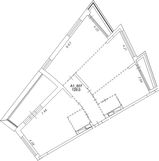 Планировка — Клубный дом Рублево, 1-комн., 129 м²