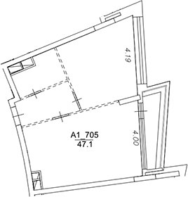 Планировка — Клубный дом Рублево, 1-комн., 47 м²