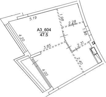 Планировка — Клубный дом Рублево, 1-комн., 48 м²