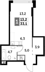 Планировка — Rotterdam, Студия, 33 м²