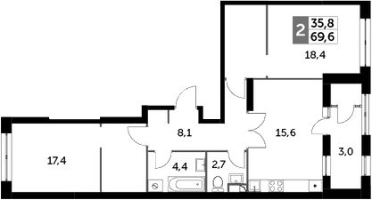 Планировка — Sky Garden, 3-комн., 67 м²