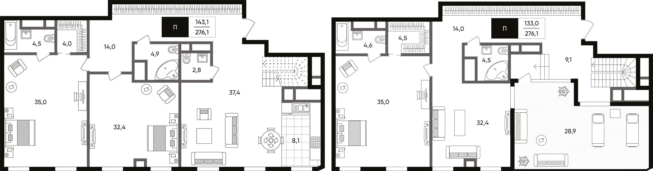 Планировка — Titul на Серебрянической, 1-комн., 247 м²