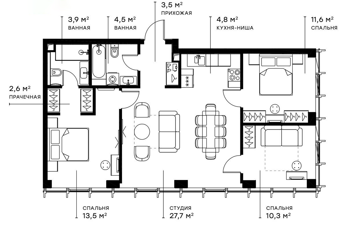 Планировка — Симфония 34, 4-комн., 82 м²