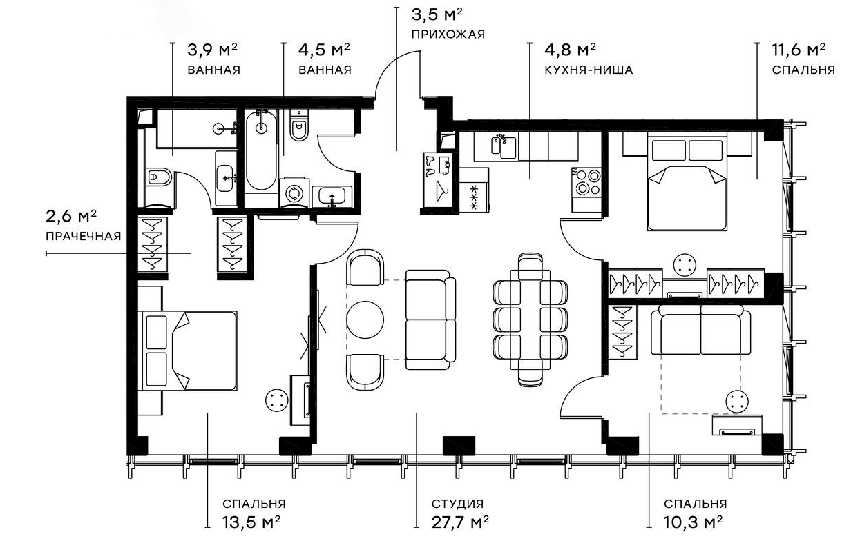 Планировка — Симфония 34, 4-комн., 82 м²