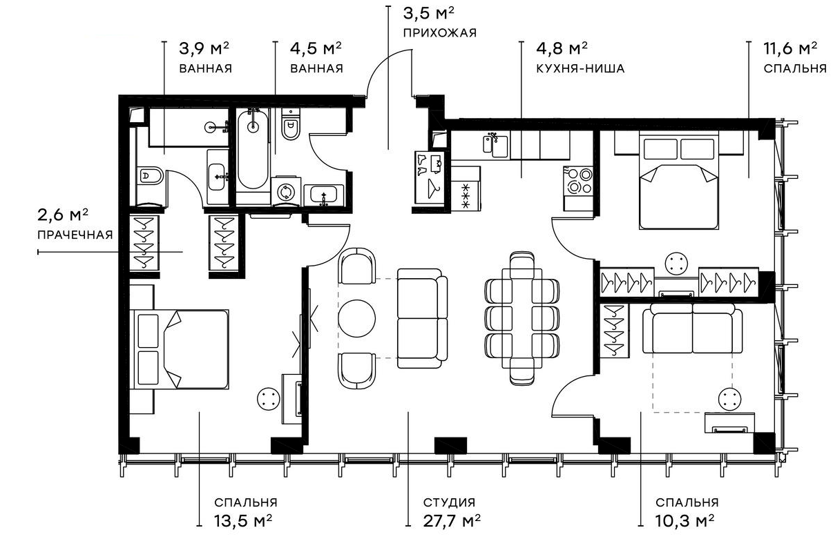 Планировка — Симфония 34, 4-комн., 83 м²
