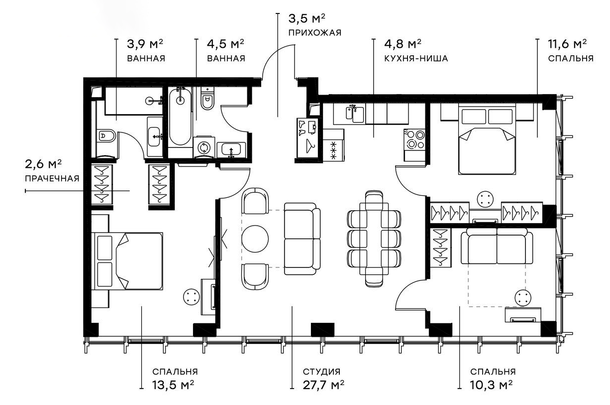 Планировка — Симфония 34, 4-комн., 82 м²