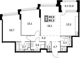 Планировка — Rotterdam, 3-комн., 83 м²