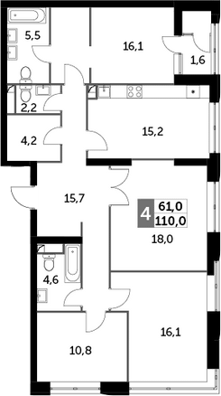 Планировка — Sky Garden, 4-комн., 109 м²