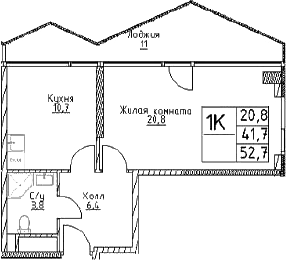 Планировка — Наметкин Тауэр, 1-комн., 42 м²