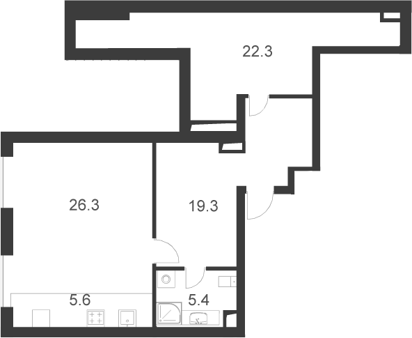 Планировка — Интонация, 2-комн., 79 м²