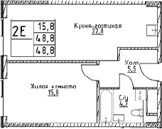 Планировка — Наметкин Тауэр, 2-комн., 49 м²