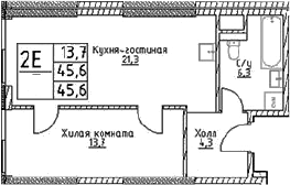 Планировка — Наметкин Тауэр, 2-комн., 46 м²