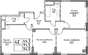Планировка — Наметкин Тауэр, 4-комн., 85 м²