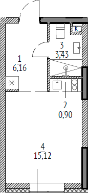 Планировка — N'ICE LOFT, Студия, 26 м²