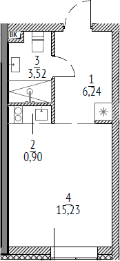 Планировка — N'ICE LOFT, Студия, 26 м²