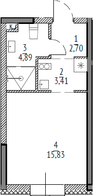 Планировка — N'ICE LOFT, Студия, 28 м²